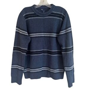 BDG Urban Outfitters Striped‎ Wool Crew Neck Sweater Men's Large Blue Grandpa